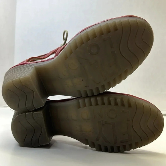 Fly London Lace Up Leather High Heel Open Toe Shoes Sandals Red Size 37 6.5 - 7 - Picture 9 of 13